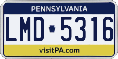 PA license plate LMD5316