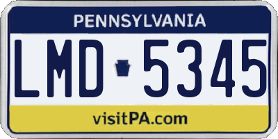 PA license plate LMD5345