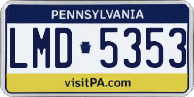 PA license plate LMD5353