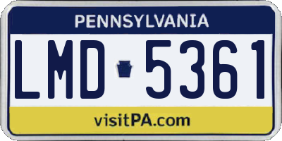 PA license plate LMD5361