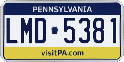 PA license plate LMD5381