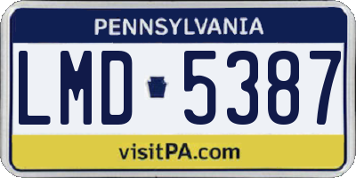 PA license plate LMD5387