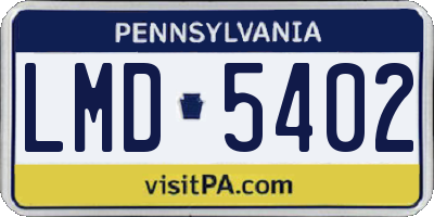 PA license plate LMD5402