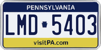 PA license plate LMD5403