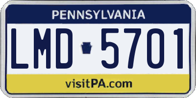 PA license plate LMD5701