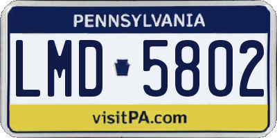 PA license plate LMD5802