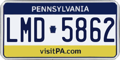 PA license plate LMD5862