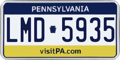 PA license plate LMD5935