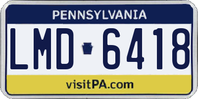PA license plate LMD6418