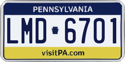 PA license plate LMD6701