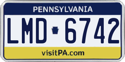 PA license plate LMD6742