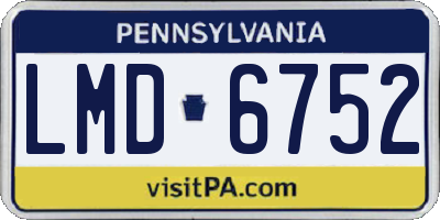 PA license plate LMD6752