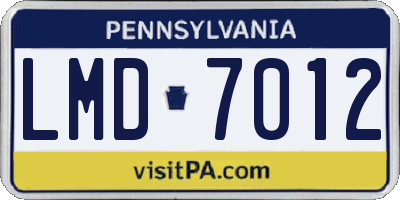 PA license plate LMD7012