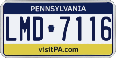 PA license plate LMD7116