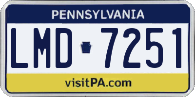 PA license plate LMD7251