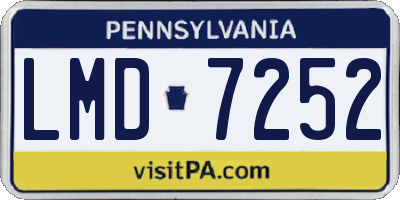 PA license plate LMD7252