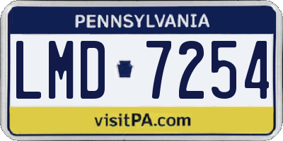 PA license plate LMD7254