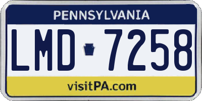 PA license plate LMD7258