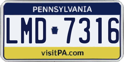 PA license plate LMD7316