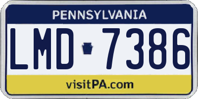 PA license plate LMD7386