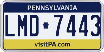 PA license plate LMD7443