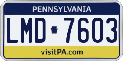 PA license plate LMD7603