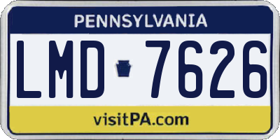 PA license plate LMD7626