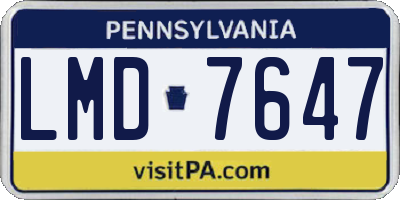 PA license plate LMD7647