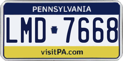 PA license plate LMD7668