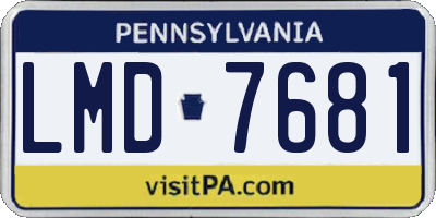 PA license plate LMD7681