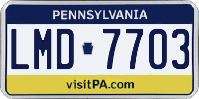 PA license plate LMD7703