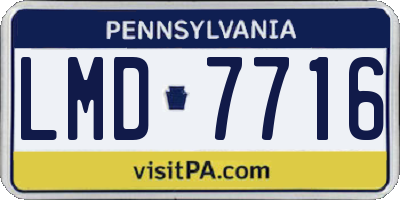 PA license plate LMD7716