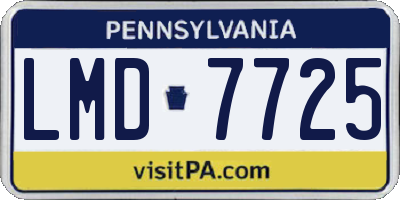 PA license plate LMD7725