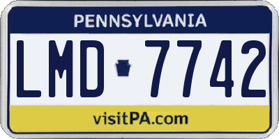 PA license plate LMD7742