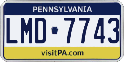 PA license plate LMD7743
