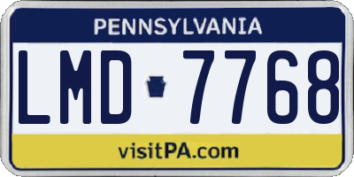 PA license plate LMD7768