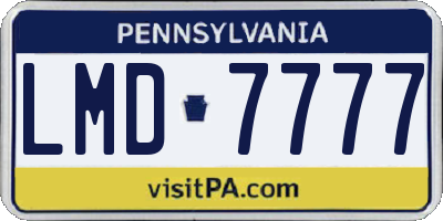 PA license plate LMD7777