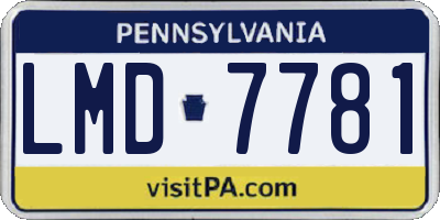 PA license plate LMD7781