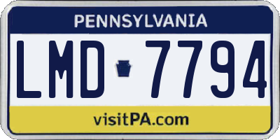 PA license plate LMD7794