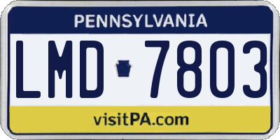 PA license plate LMD7803