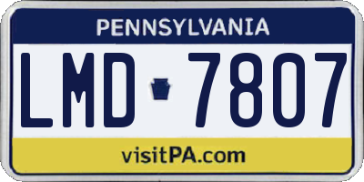 PA license plate LMD7807