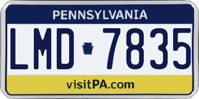 PA license plate LMD7835