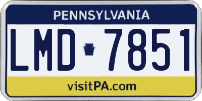 PA license plate LMD7851