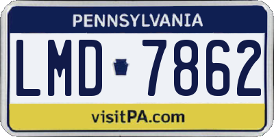 PA license plate LMD7862