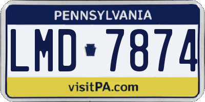 PA license plate LMD7874