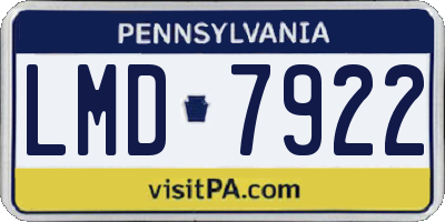 PA license plate LMD7922