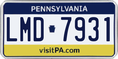 PA license plate LMD7931