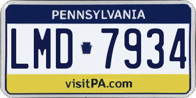 PA license plate LMD7934