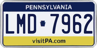 PA license plate LMD7962