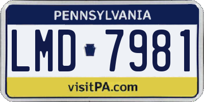 PA license plate LMD7981